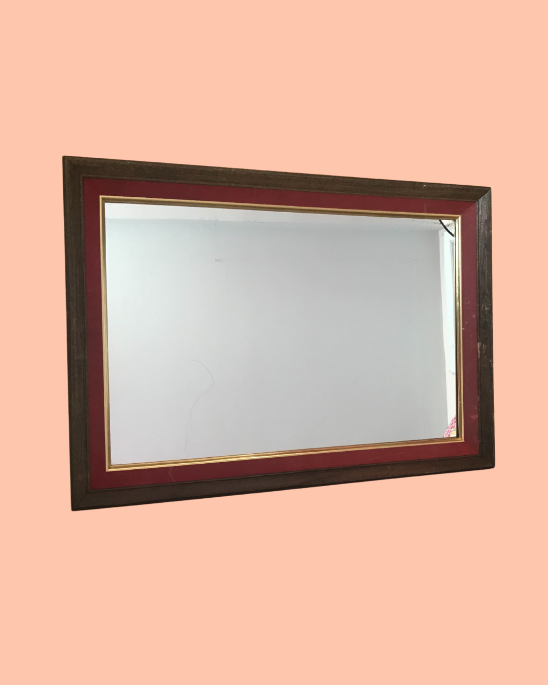 Vintage Hamilton Cherry with Gold Lip Mirror - 28 in x 20 in