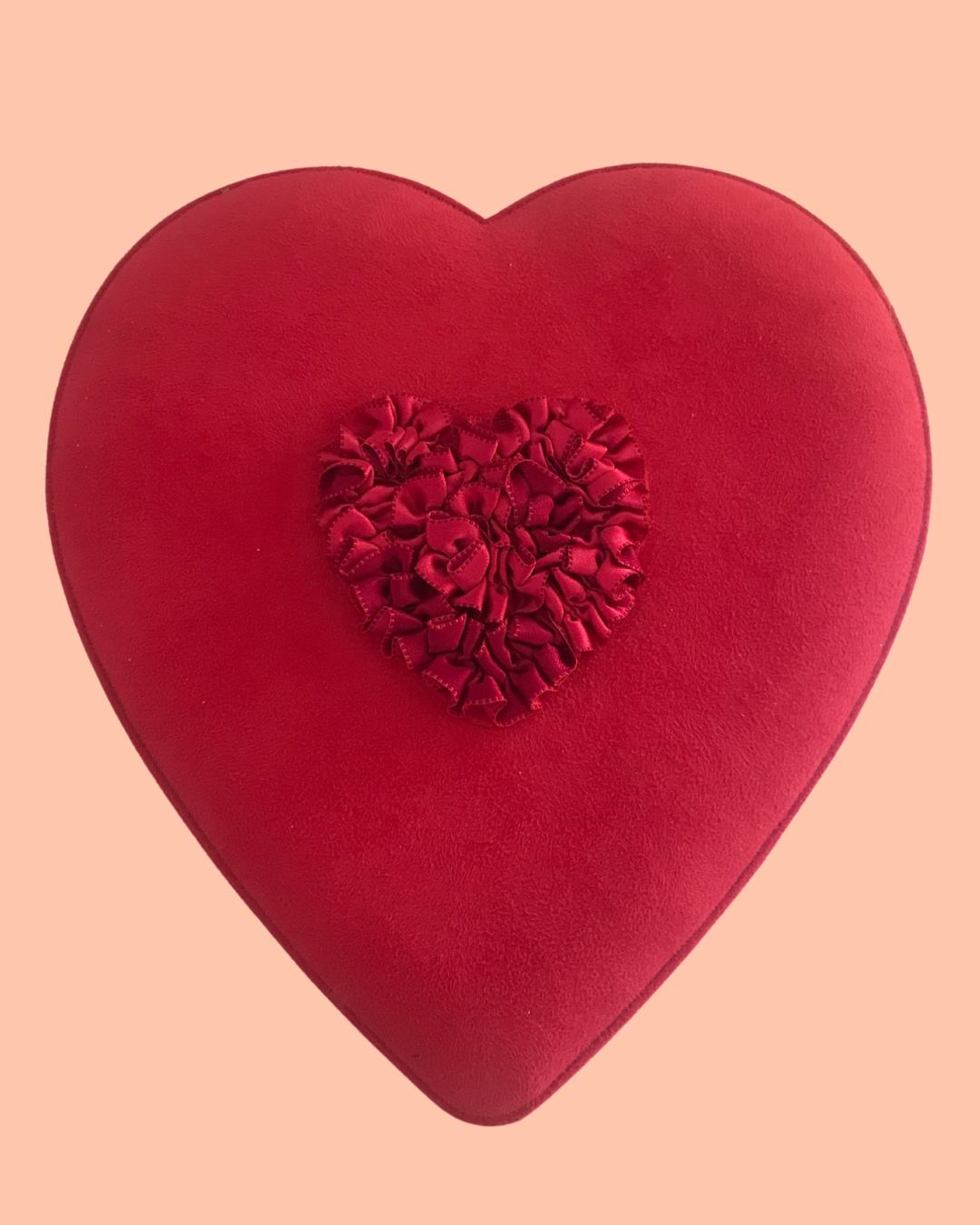 Vintage Suede Heart Shaped Chocolate Box