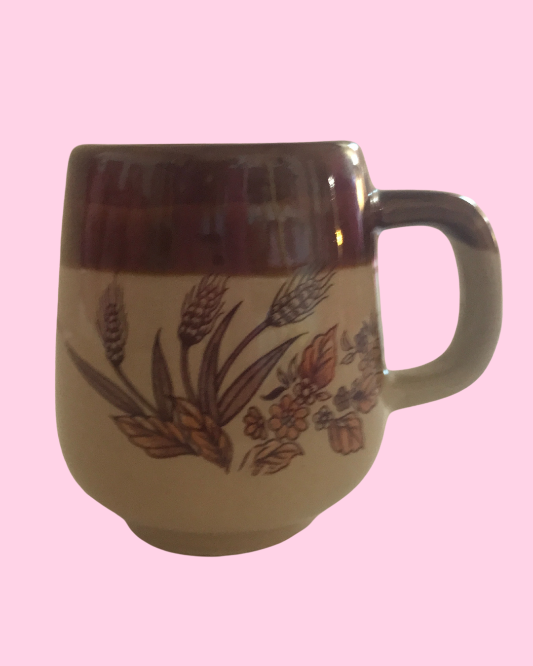 Vintage Wheat &amp; Flowers Mug - Made in Taiwan (1970&#39;s)