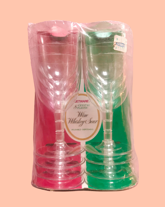 Vintage JETWARE - The Elegant Disposables - Wine &amp; Whiskey Sour Plastic Crystal Glass 8 Pack (1960&#39;s / 1970&#39;s)