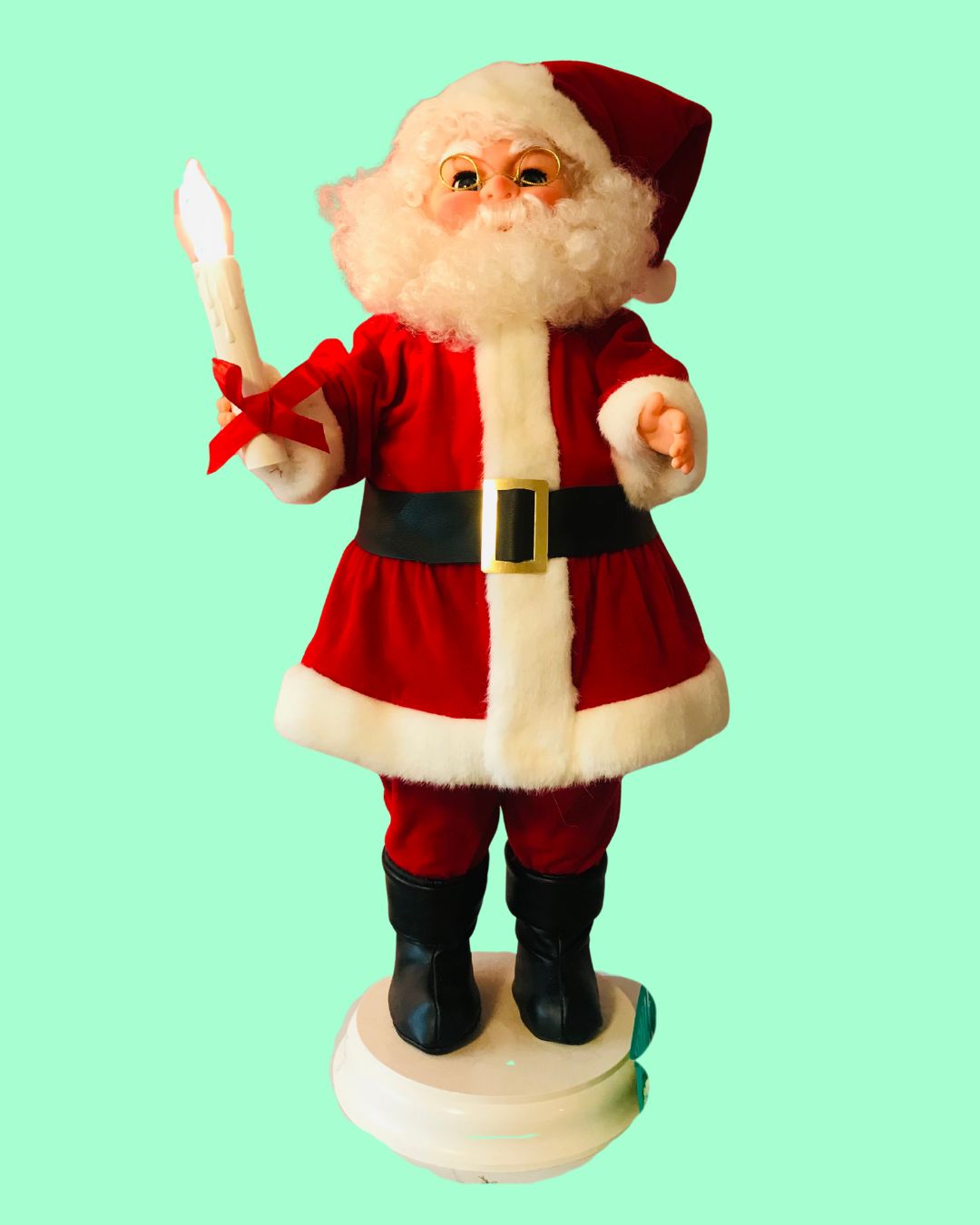 Vintage Rotating Santa with Candle That Lights Up