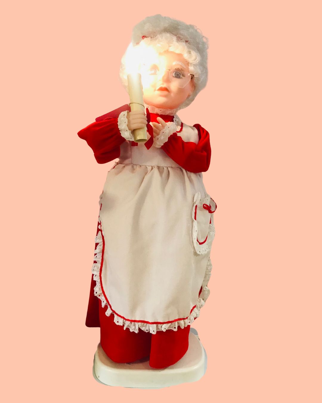Vintage Rotating Mrs. Claus With Candle That Lights Up