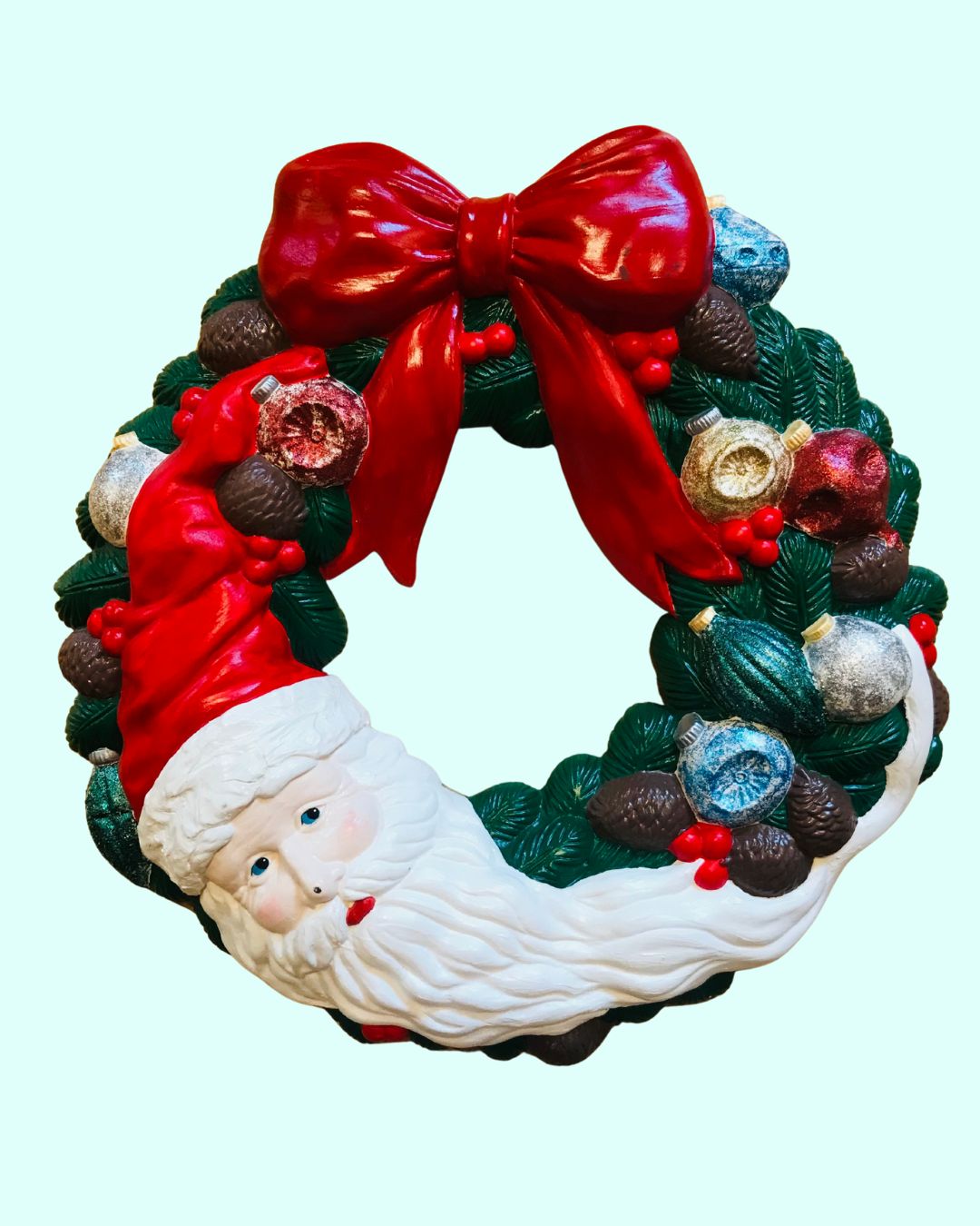 Vintage Santa Wreath Hand Painted (1993)