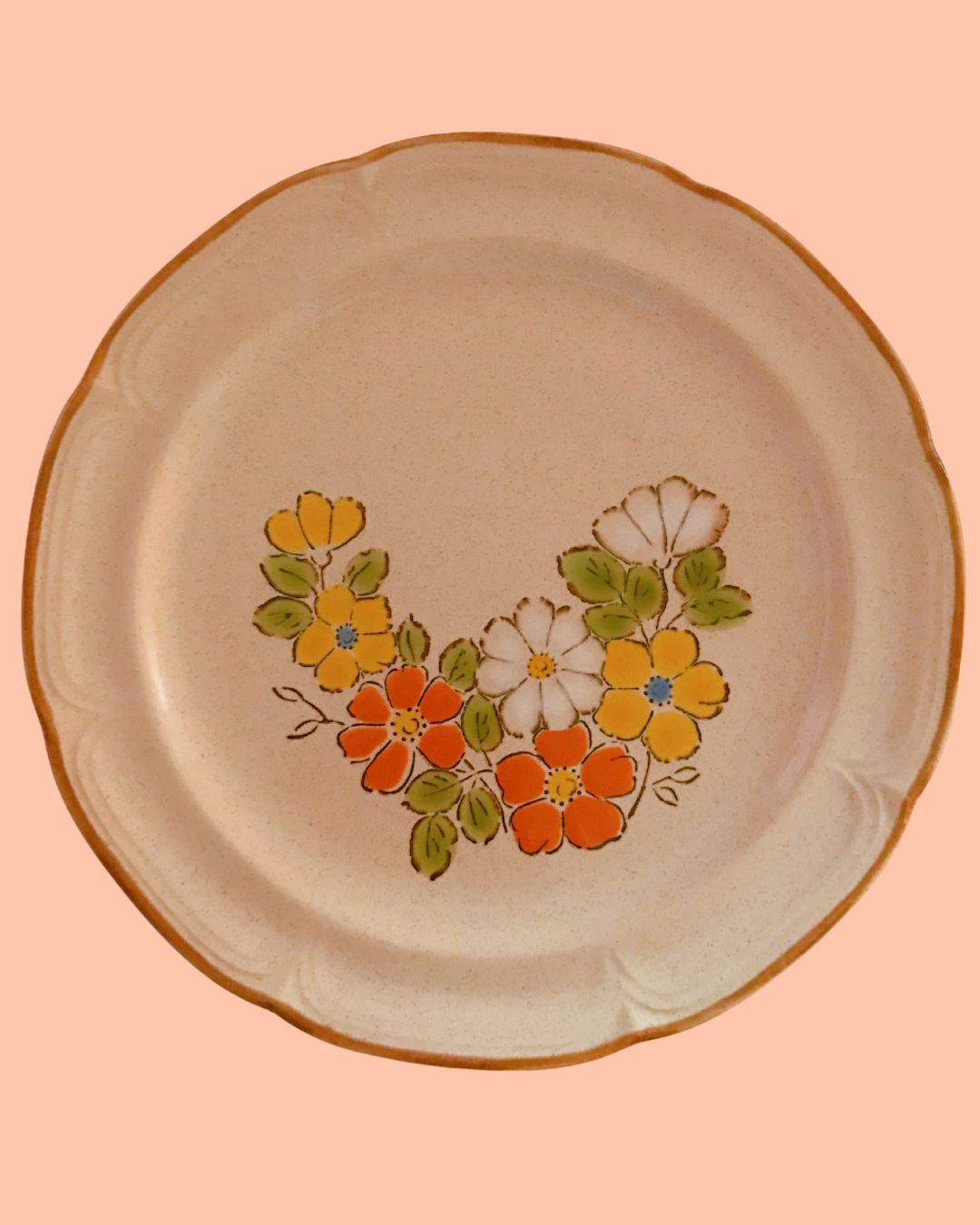 Vintage Baroque Hearthside Stoneware Spring Garden Dinner Plate (1970&#39;s)