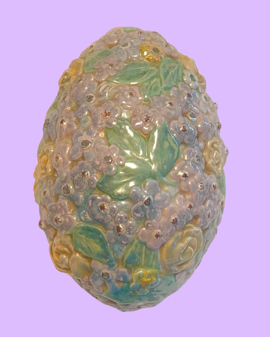 Large Vintage Hand Painted Egg Shaped Dish (1970&#39;s)