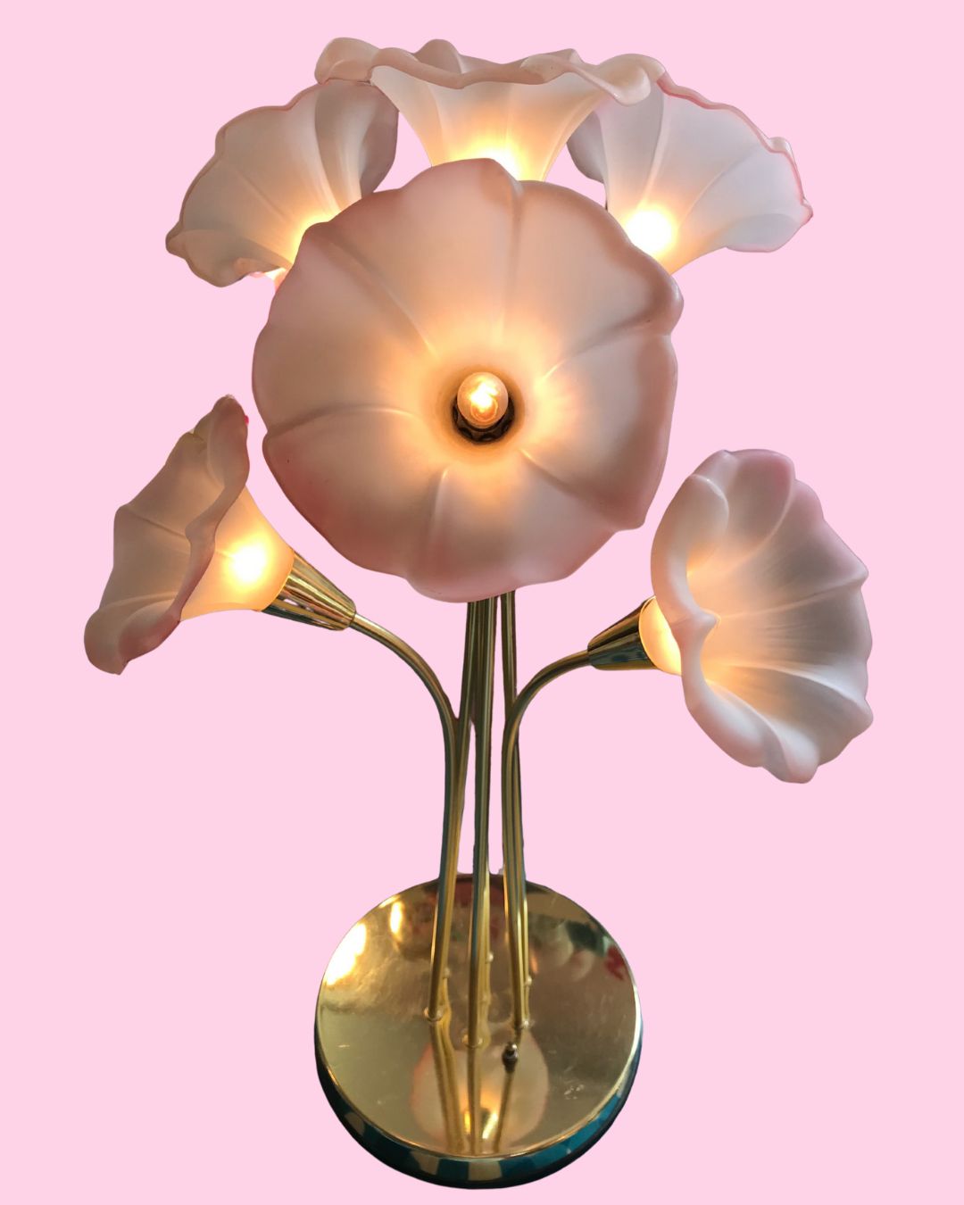Vintage Table / Floor Lily / Trumpet Lamp - 7 Stems - 3 Settings - 2 ft. 5 in Tall