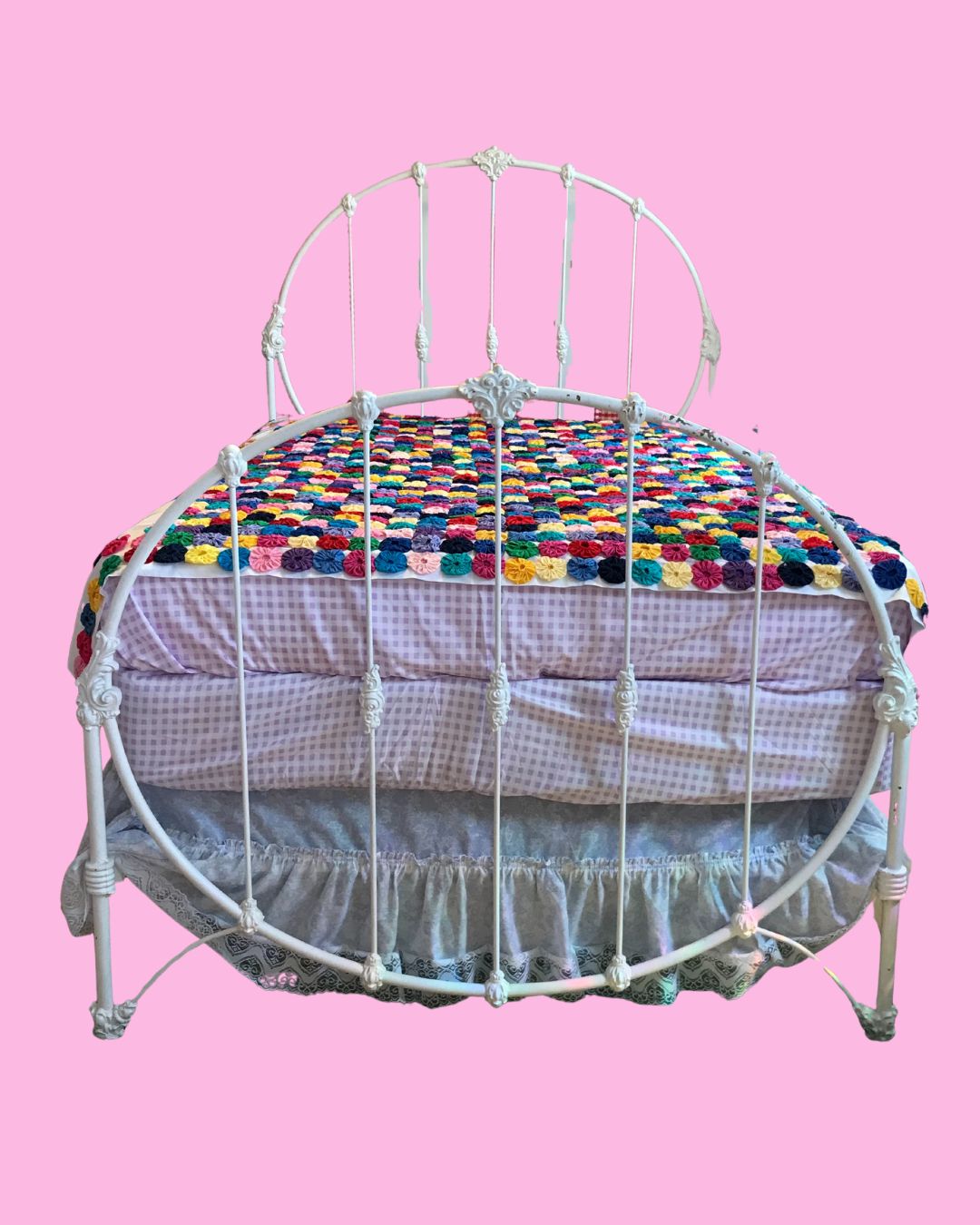 Vintage Cast Iron Wedding Band Bed (1880&#39;s)