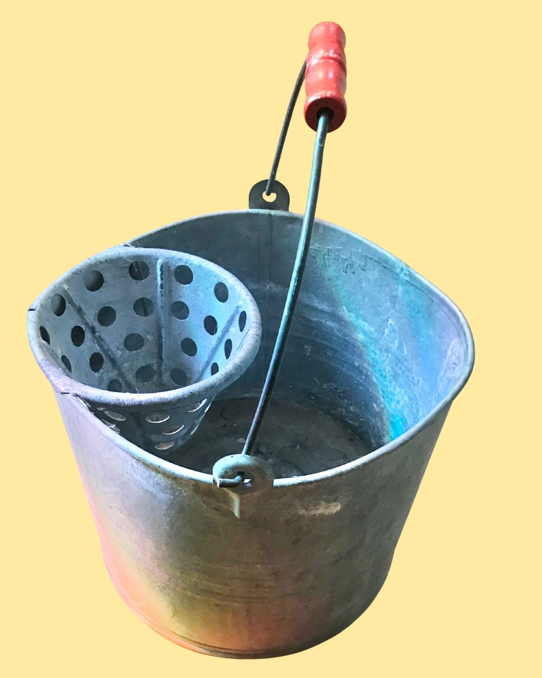 Vintage Galvanized Metal Mop Bucket (1940&#39;s)