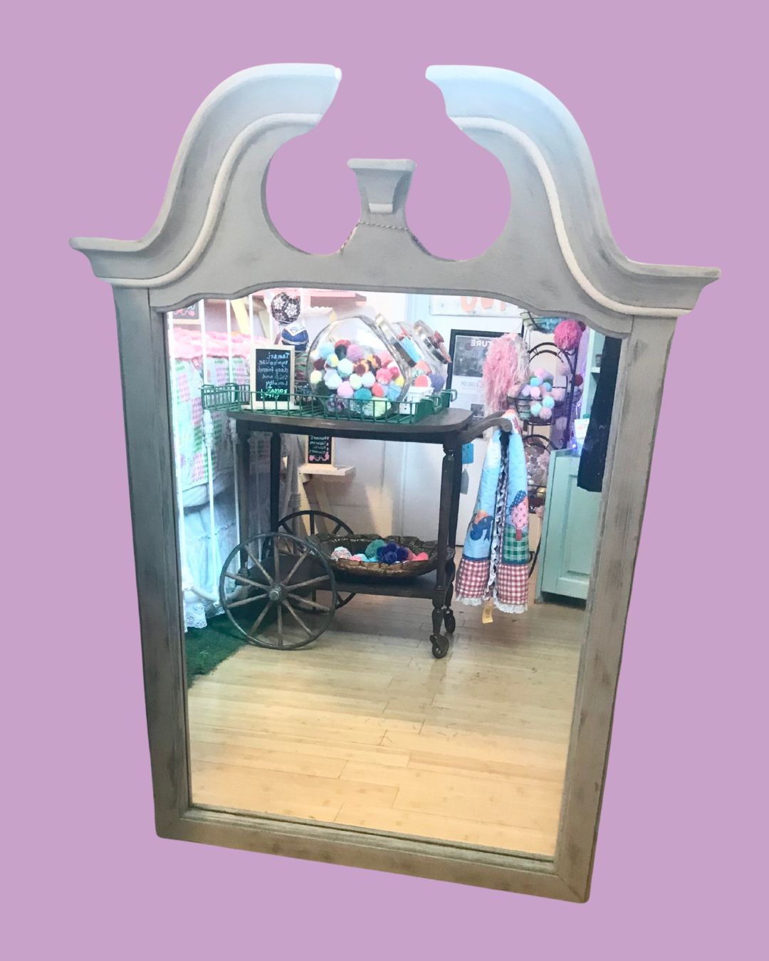Vintage Wood Painted Mirror - Missing Knob - 2 ft 9 in x 4 ft (1970&#39;s - 1980&#39;s)