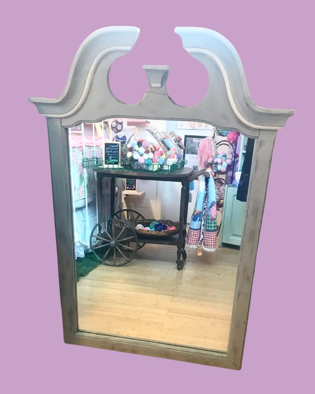 Vintage Wood Painted Mirror - Missing Knob - 2 ft 9 in x 4 ft (1970&#39;s - 1980&#39;s)