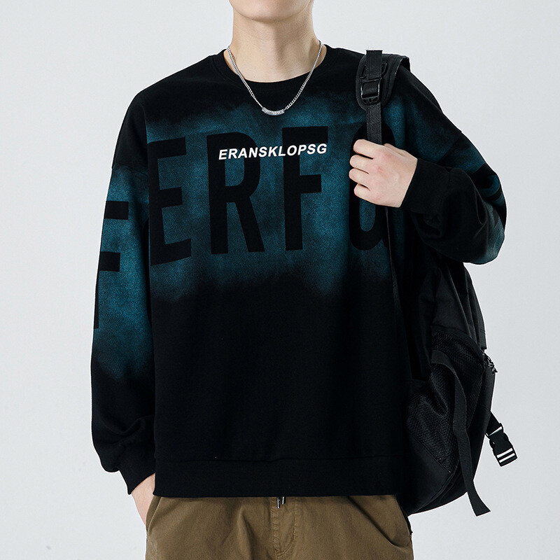 Kunhai Pengyun Men&#39;s Autumn And Winter New Trendy Brand Letter Printing Round Neck Plus Fleece Sweater Teenage Top Couple Clothing