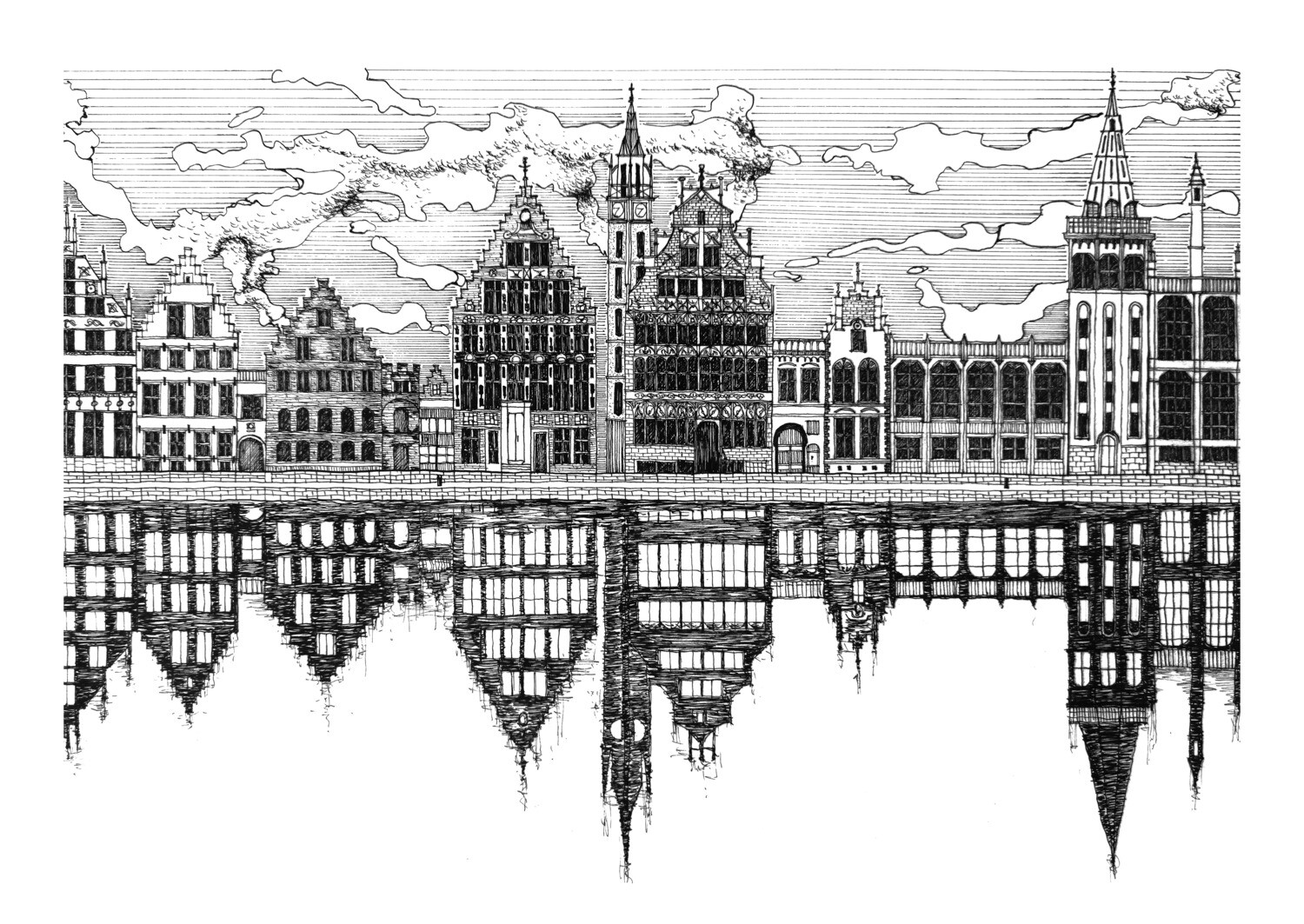 Belgium | Ghent Water Reflection | Original