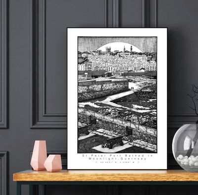 Guernsey | St. Peter Port Bathed in Moonlight | Open Edition Guernsey | St. Peter Port Bathed in Moonlight | Open Edition