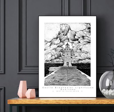 Guernsey | Castle Breakwater Lighthouse | Open Edition Guernsey | Castle Breakwater Lighthouse | Open Edition