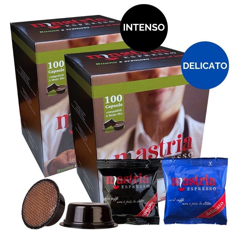 COMBO 100+100 Capsule compatibili A MODO MIO - Gusto INTENSO + Gusto DELICATO