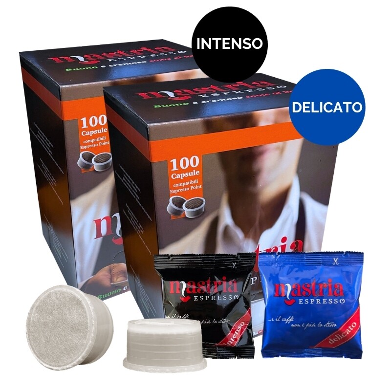 COMBO 100 + 100 Capsule compatibili - ESPRESSO POINT - Gusto INTENSO + Gusto DELICATO