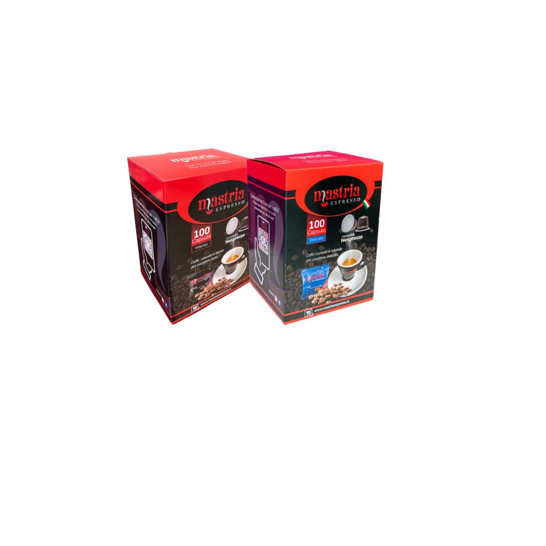 COMBO 100+100 Capsule compatibili NESPRESSO Gusto INTENSO + Gusto DELICATO
