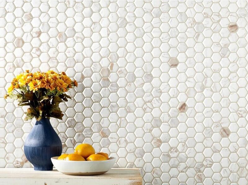 MOSAICO MALLA MARBLE GOLD HEXAGONOS
