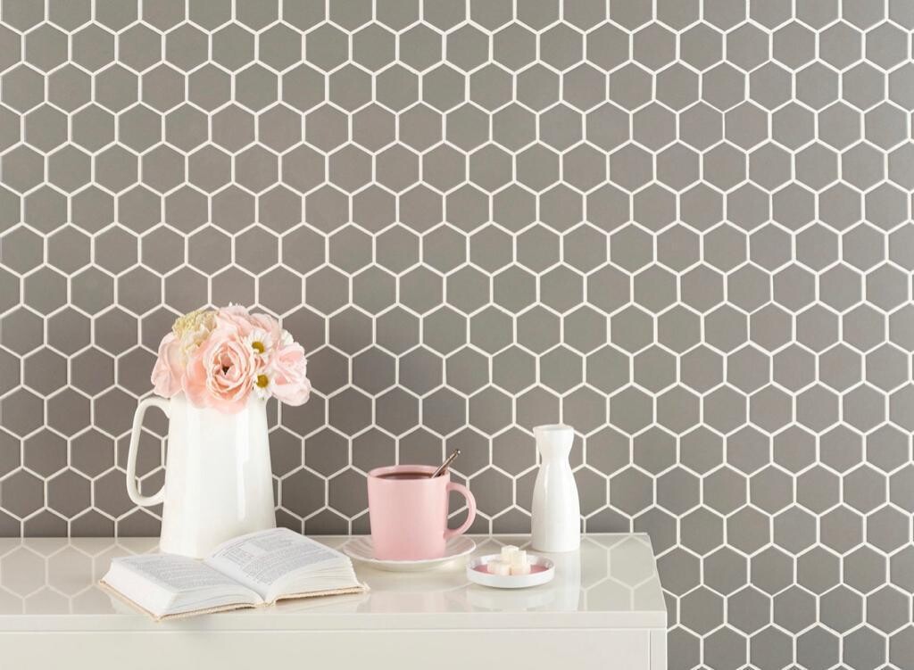 MOSAICO MALLA SOLID GREY HEXAGONOS