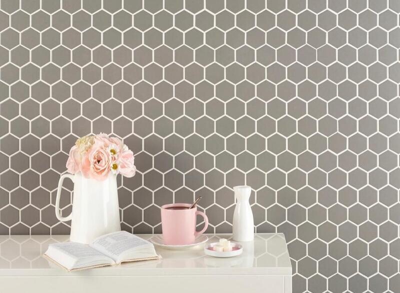 MOSAICO MALLA SOLID GREY HEXAGONOS