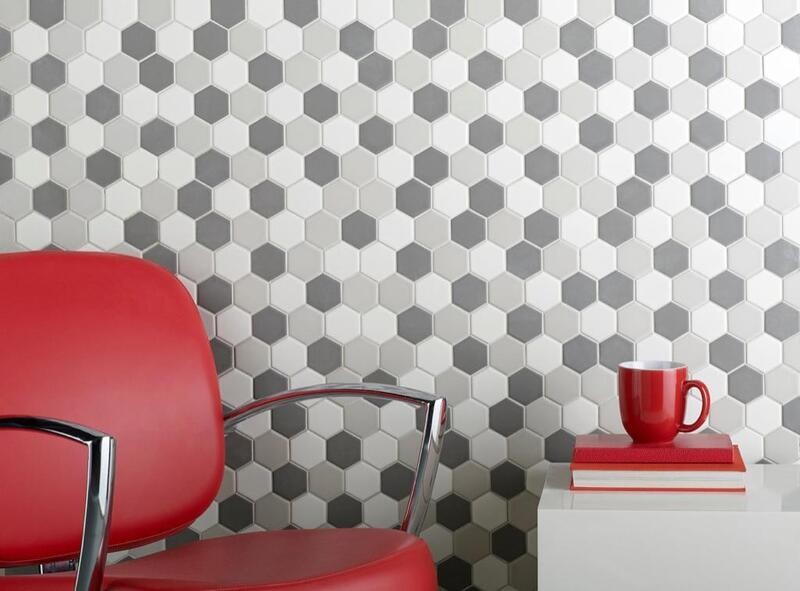 MOSAICO MALLA MIX GREY HEXAGONOS