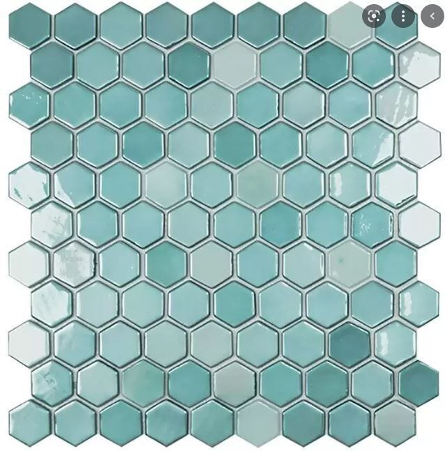 MOSAICO ESPAÑOL LUX TURQUOISE HEX MALLA VIDREPUR