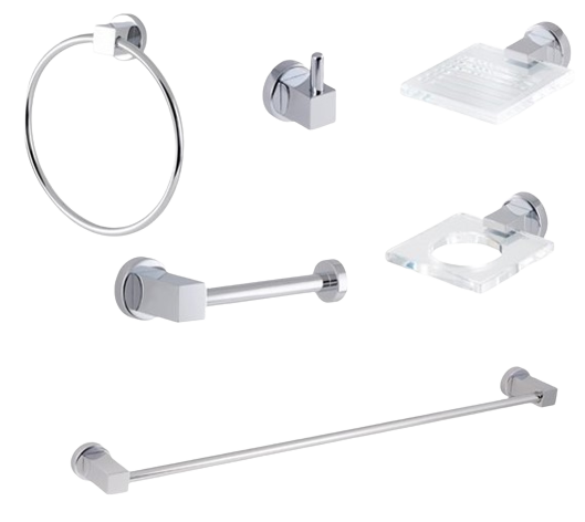 SET DE ACCESORIOS DE BAÑO QUADRA FUNDICION PACIFICO