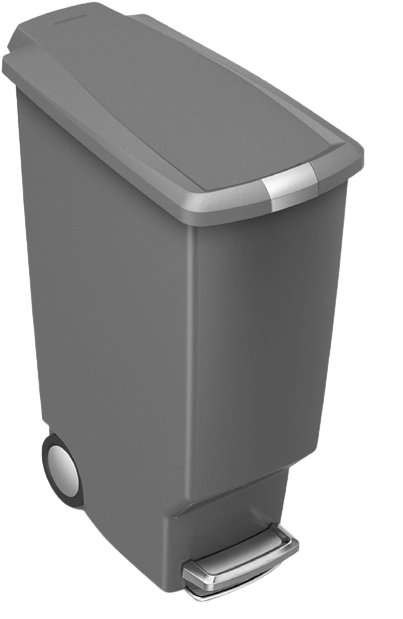 PAPELERA SIMPLEHUMAN, Acabado:: Slim Pedal con Seguro de Tapa 40Lts Gris