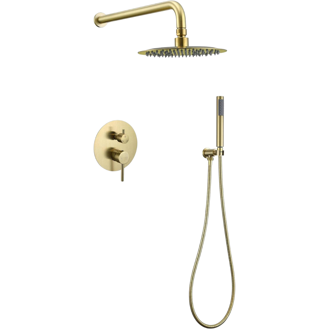 SET DE DUCHA Y MONOMANDO Y DUCHA DE MANO TOLEDO EUROPA, Acabado:: Dorado Cepillado