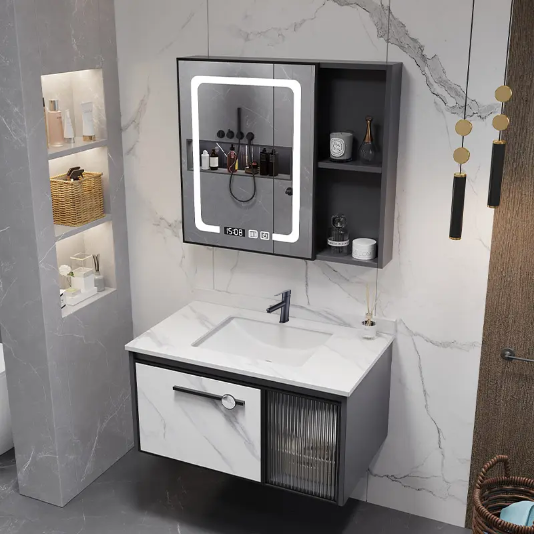 MUEBLE DE BAÑO 60CM BLANCO Y GRIS RIVER