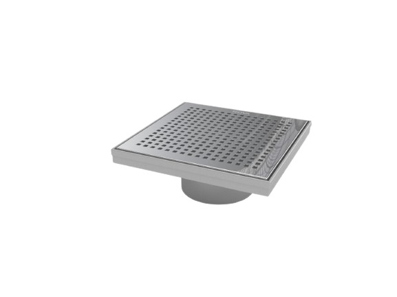 DESAGUE / REJILLA / CENTRO PISO AQUAFLOW SQUARE DOTS POLISHED DESCARGA VERTICAL 4&quot; 20X20CM NOVA
