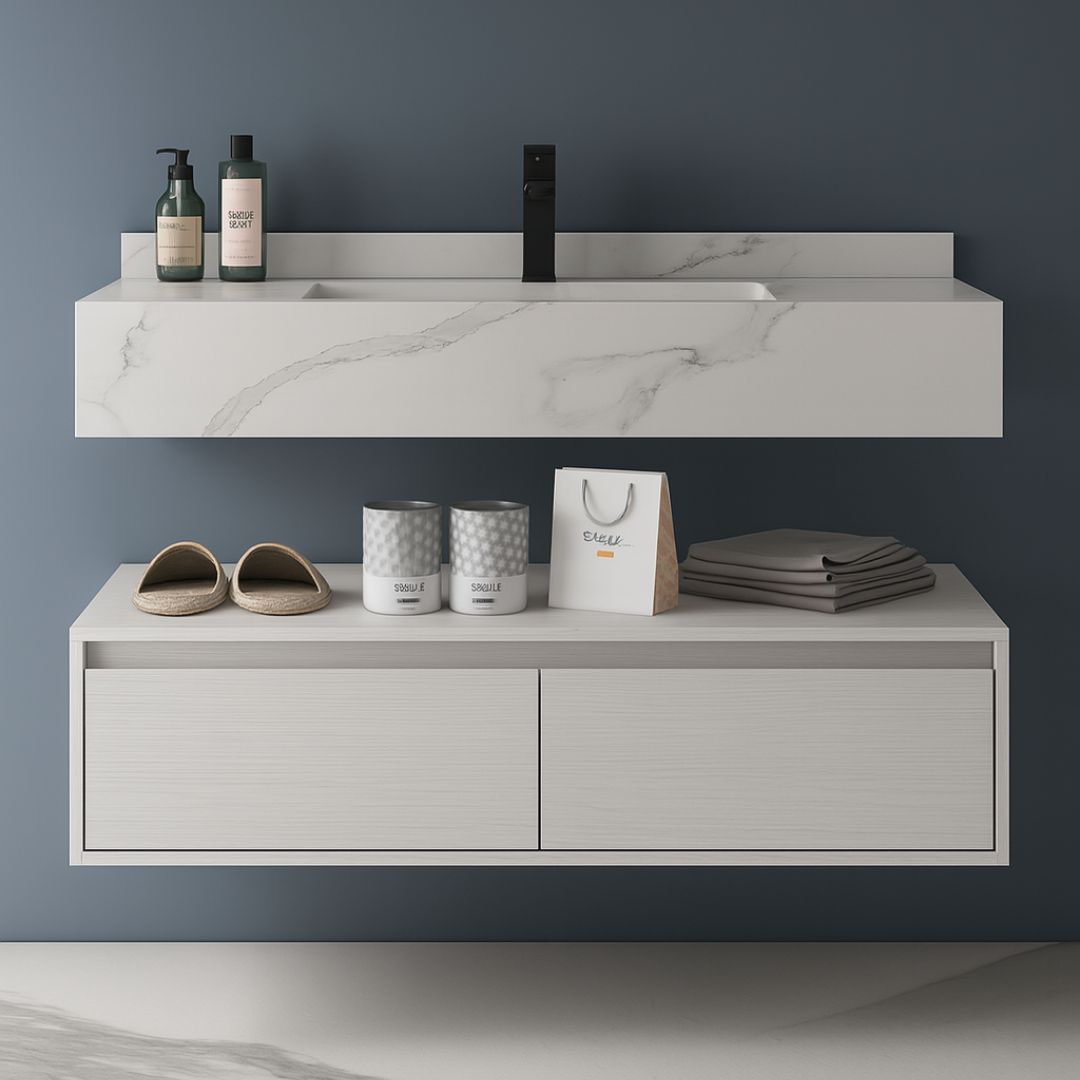 MUEBLE DE BAÑO 80CM BLANCO Y GRIS OSCURO RIVER