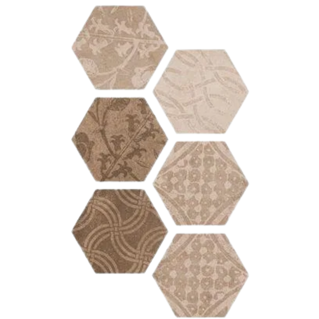 PORCELANATO 25X22CM ATLAS HEXAGON PATCH WARM ARGENTA
