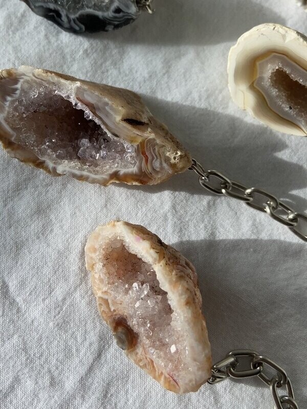 Agaat geode sleutelhanger