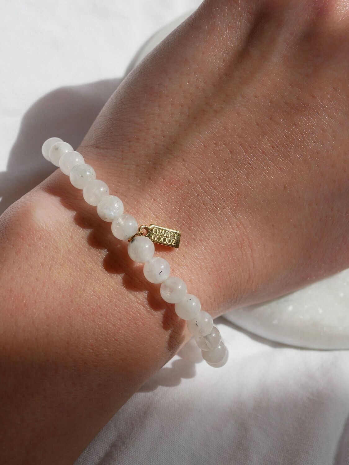 Maansteen armband | Edelsteen armband 6 mm kralen