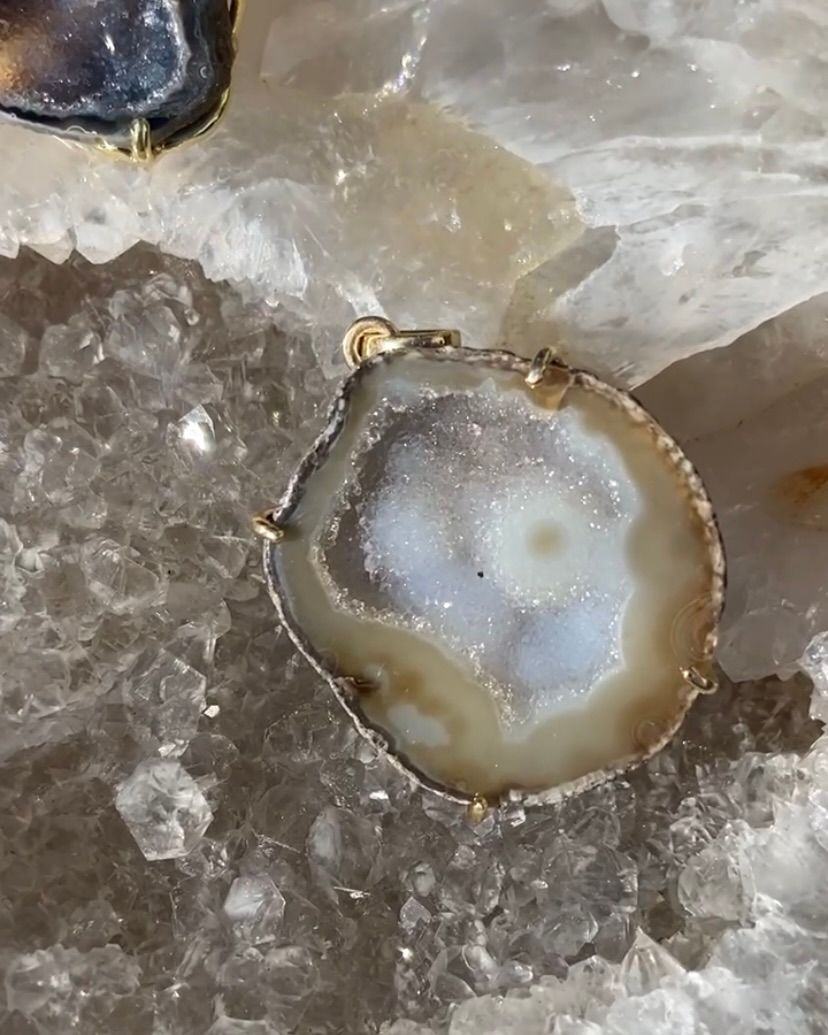 Edelsteen ketting hanger Agaat | Goud