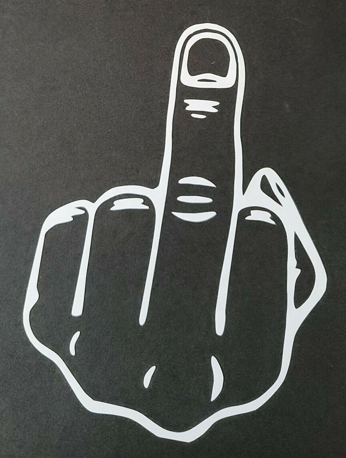 WHITE Middle Finger 7&quot; Vinyl Decal Bumper Sticker