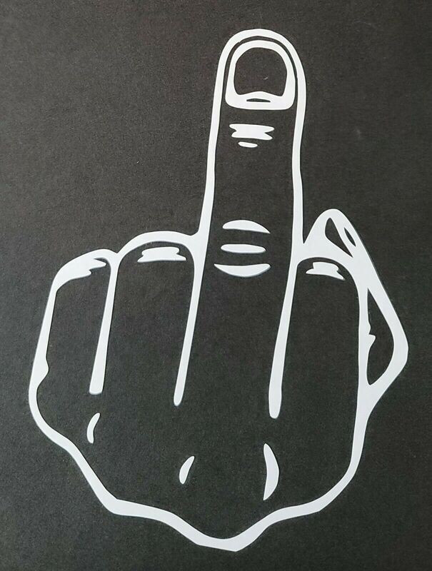 WHITE Middle Finger 6&quot; Vinyl Decal Bumper Sticker