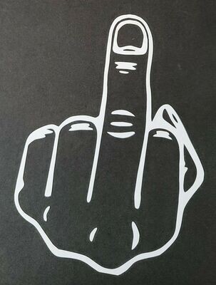 WHITE Middle Finger 6&quot; Vinyl Decal Bumper Sticker