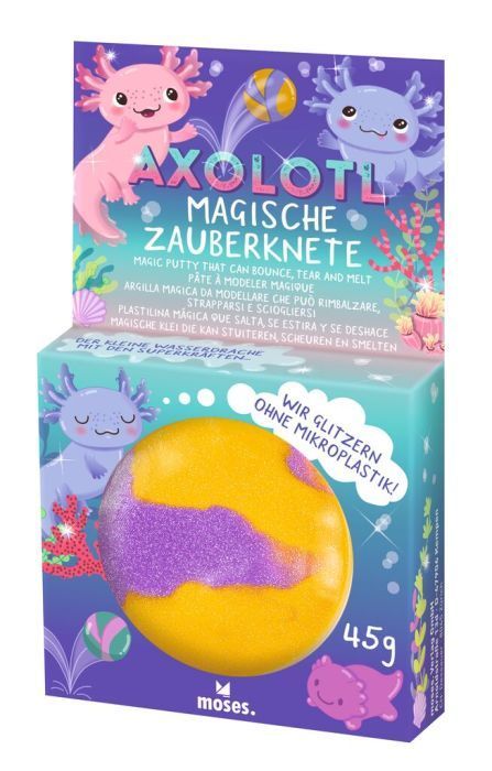 Magische Axolotl-Zauberknete gelb-violett