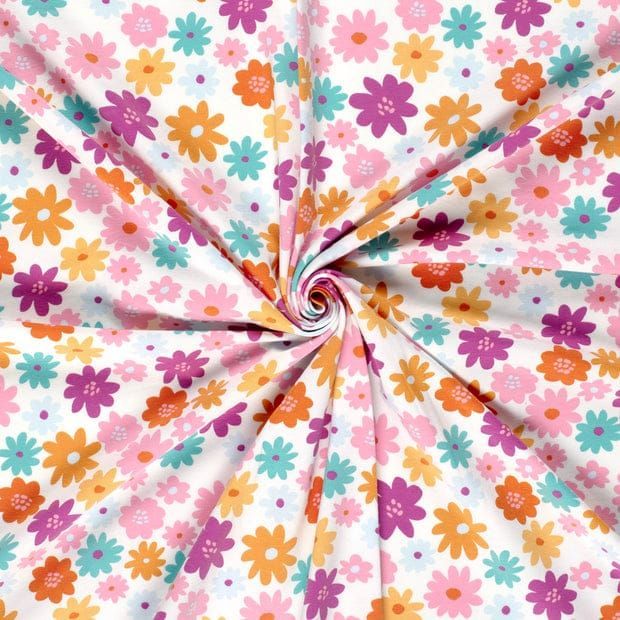 Ohrenklappenmütze Sommerblumen bunt