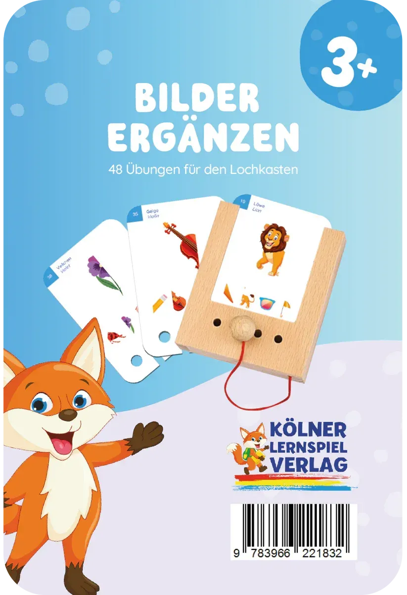 Bilder ergänzen 3+ - Lochkasten