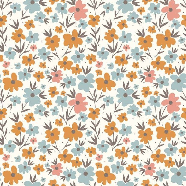 Freizeitbeutel Blumen orange/blau