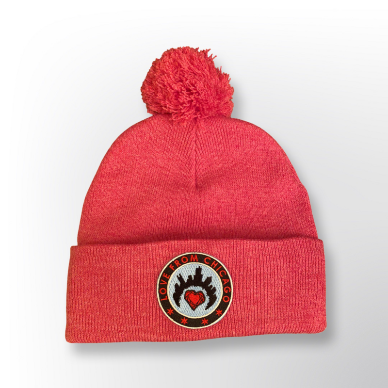 Love From Chicago Beanie - Heather Red