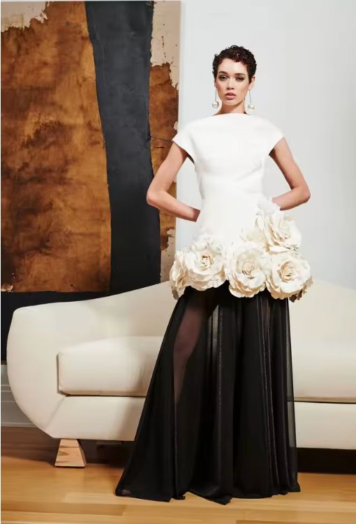 Eleagnt Floral A-line Women Formal Party Dresses 3D Flower Short Cap Sleeves Prom Gowns See Thru Maxi Gowns