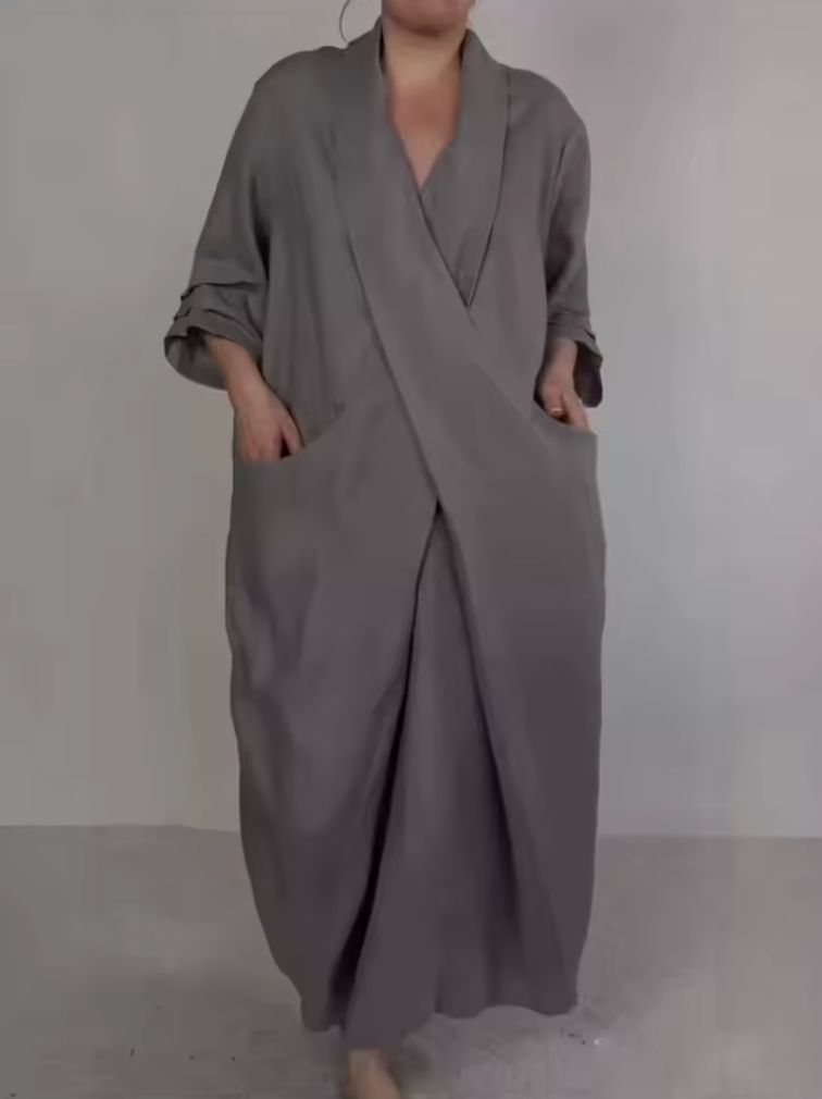 Casual Solid Loose Dress For Female Fashion V Neck Pullover Dresses Women Holiday Womens Clothing Robe Femme Spring Summer New
