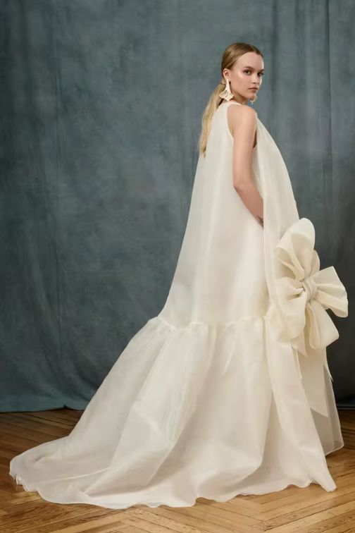 The Handmade Vow — Beige Organza Bridal Gown With Oversized Handmade Flower for Women Who Want One-of-a-Kind
