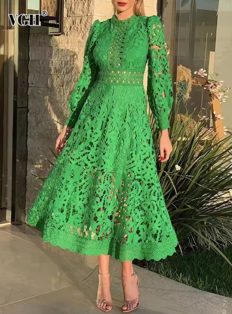 The Lace Detail — Stand-Collar Cut-Out Lace Panel Dress for Women Who Believe Elegance Is in the Details The Lace Detail — Stand-Collar Cut-Out Lace Panel Dress for Women Who Believe Elegance Is in the Details