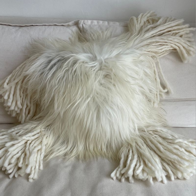 Sheepskin Tasseled Pillow