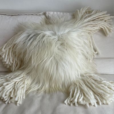 Sheepskin Tasseled Pillow